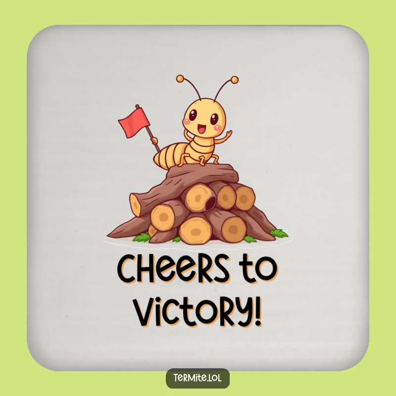 Funny Triumphant Termite Drink Coaster - Support Your Victory, Funny Gift