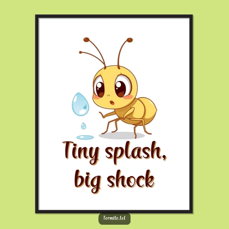 Funny Surprised Termite Poster - Dewdrop Encounter Art, Perfect Funny Gift
