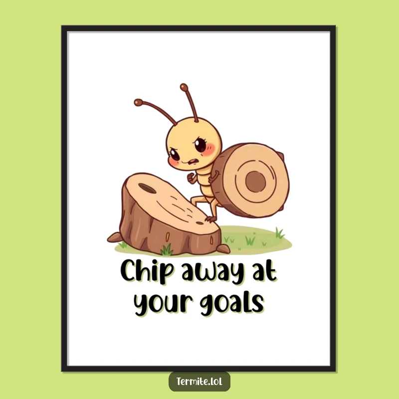 Funny Free Printable Wall Art: Determined Termite Wood Chip Downloadable Art Gift