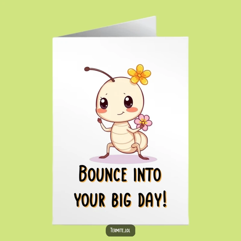 Free Printable Birthday Card: Bouncing Termite Flower Funny Downloadable Gift