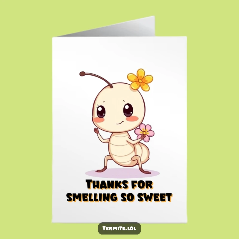 Free Printable Thank You Card: Bouncing Termite Flower Funny Downloadable Gift