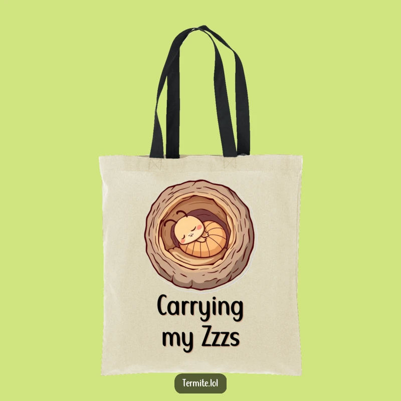 Funny Sleepy Termite Tote Bag - Carry Your Comfort, Perfect Funny Gift